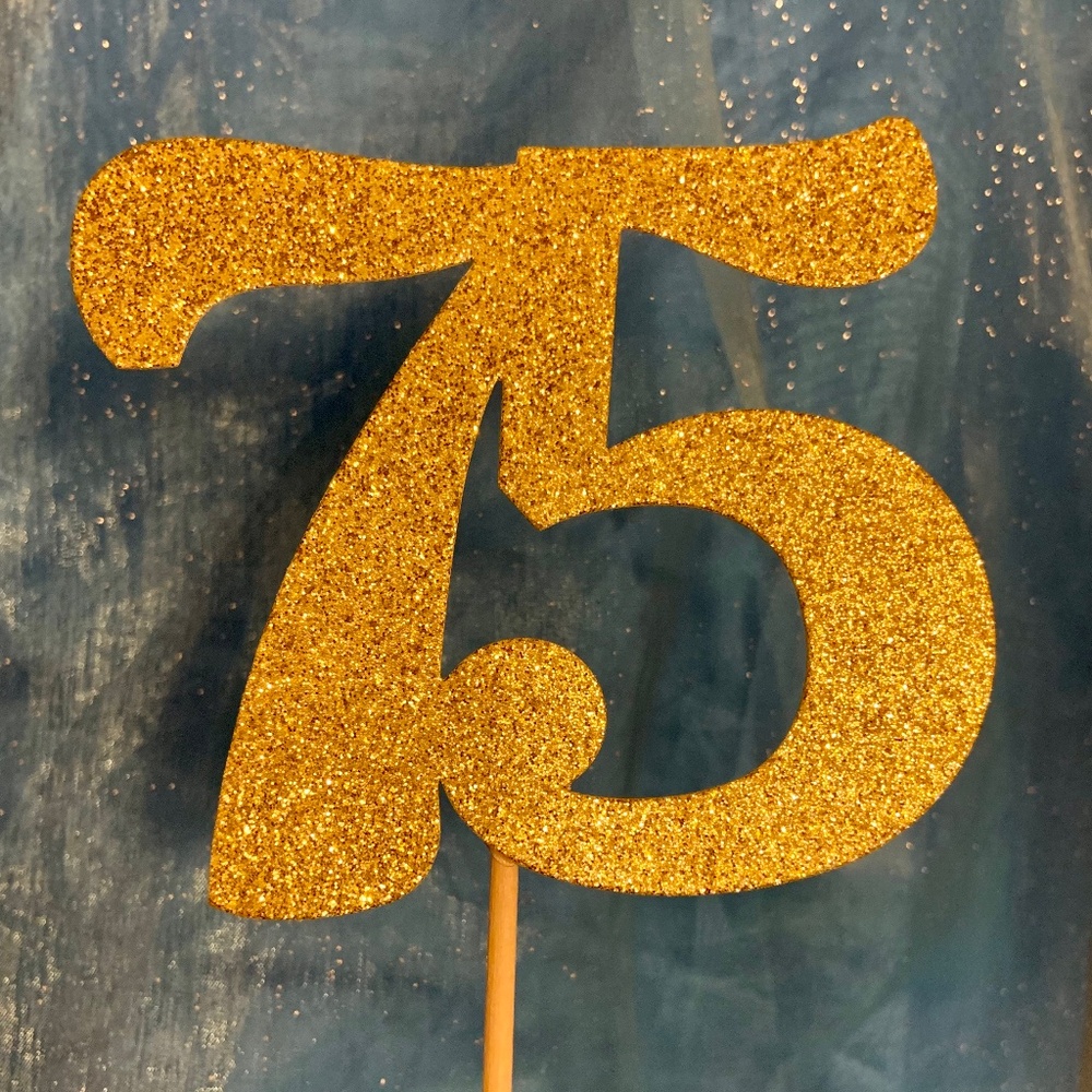 Number 75 Gold Centerpiece Sticks - 75th Birthday Party Decor